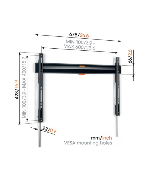 Soporte de pared fijo Vogel's TVM 3605 para TV de 40" a 100" hasta 75 kg Negro-7