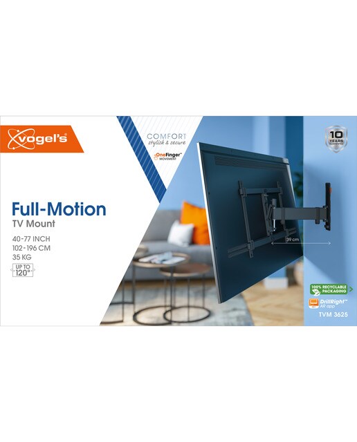 Soporte de pared giratorio Vogel's TVM 3625 para TV de 40" a 77" hasta 35 kg - Negro Negro-2