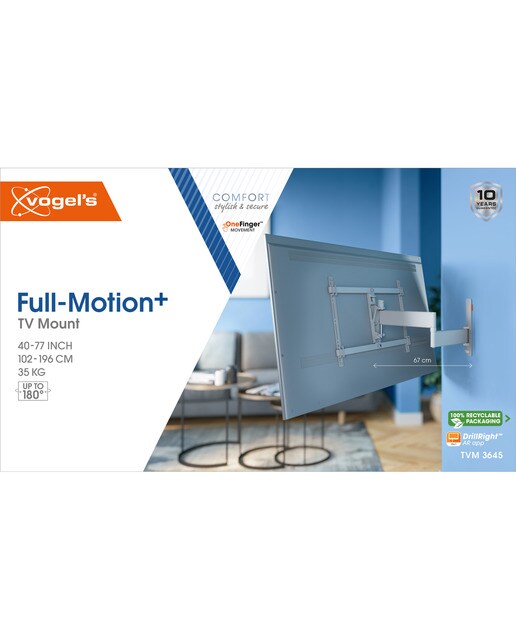 Soporte de pared giratorio hasta 180º Vogel's TVM 3645 para TV de 40" a 77" hasta 35 kg Blanco-2