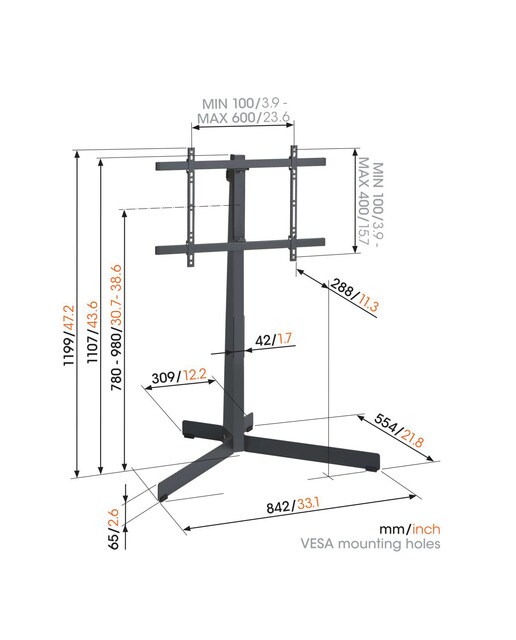 Suporte de Pé Giratório Vogel´s TVS 3690 para TV de 40" a 77" até 50 Kg Preto-2