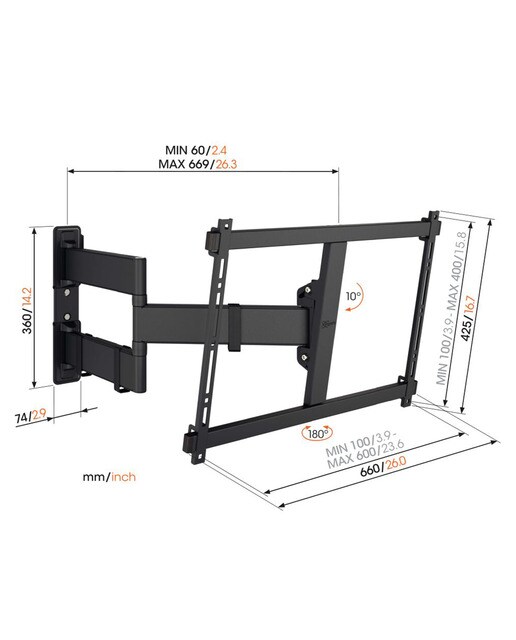 Soporte de pared Vogel's Full Motion+ COMFORT TVM 3845 para TV de 55" a 100" - Negro Negro-2