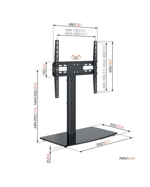 Soporte de sobremesa Vogel's UP MS 3085 para TV de 32" a 65" Negro-2