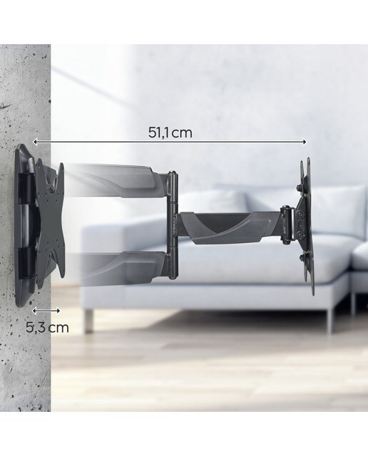 Soporte de pared Hama Fullmotion 2 Brazos para TV 19" a 48" Negro Negro-3