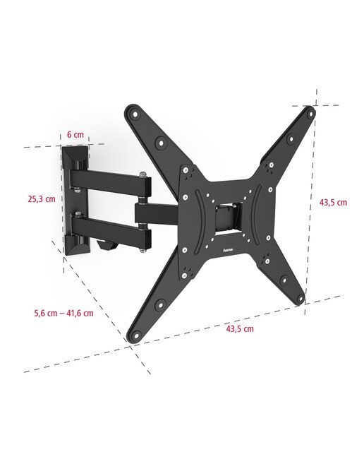 Soporte de pared Hama Fullmotion 2 Brazos para TV 32" a 65" Negro Negro-2