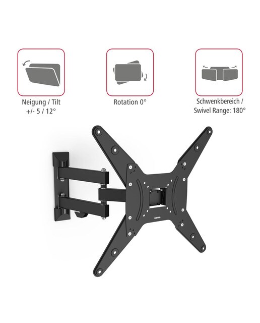 Soporte de pared Hama Fullmotion 2 Brazos para TV 32" a 65" Negro Negro-3