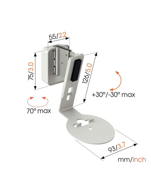 Soporte de pared Vogel's SWM 4111W para altavoz Sonos Era 100 Blanco Blanco-3