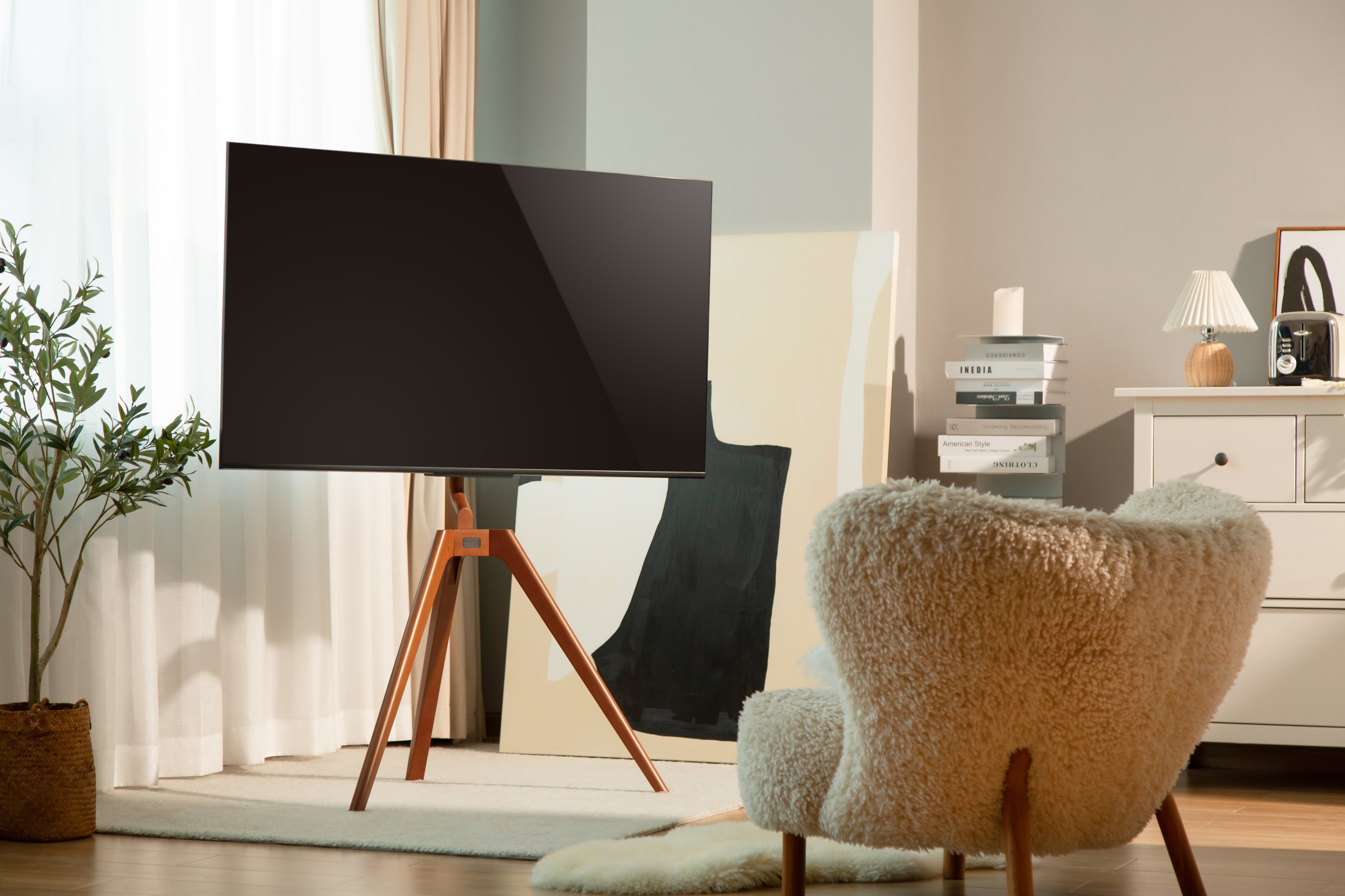 Suporte de Chão Fonestar STS-M5044 para TV de 42" a 65", Design em Madeira Nogueira/Preto-8