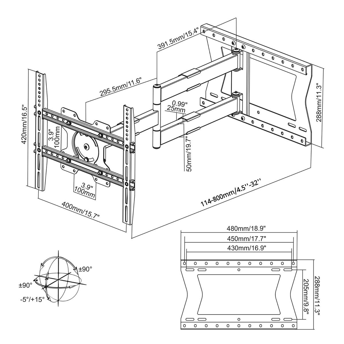 Soporte de pared Nanook 2080 para TV's de 32"a 75" Negro-6