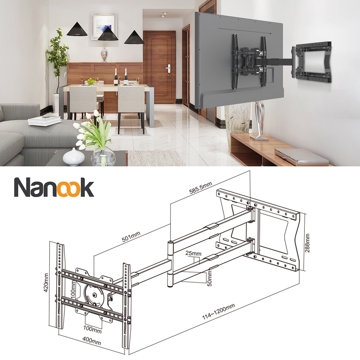Soporte de pared Nanook 2120 para TV's de 42"a 75" Negro-2