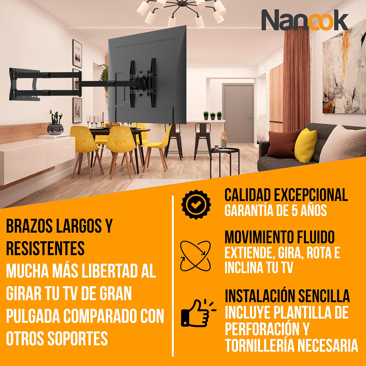 Soporte de pared Nanook 2120 para TV's de 42"a 75" Negro-4