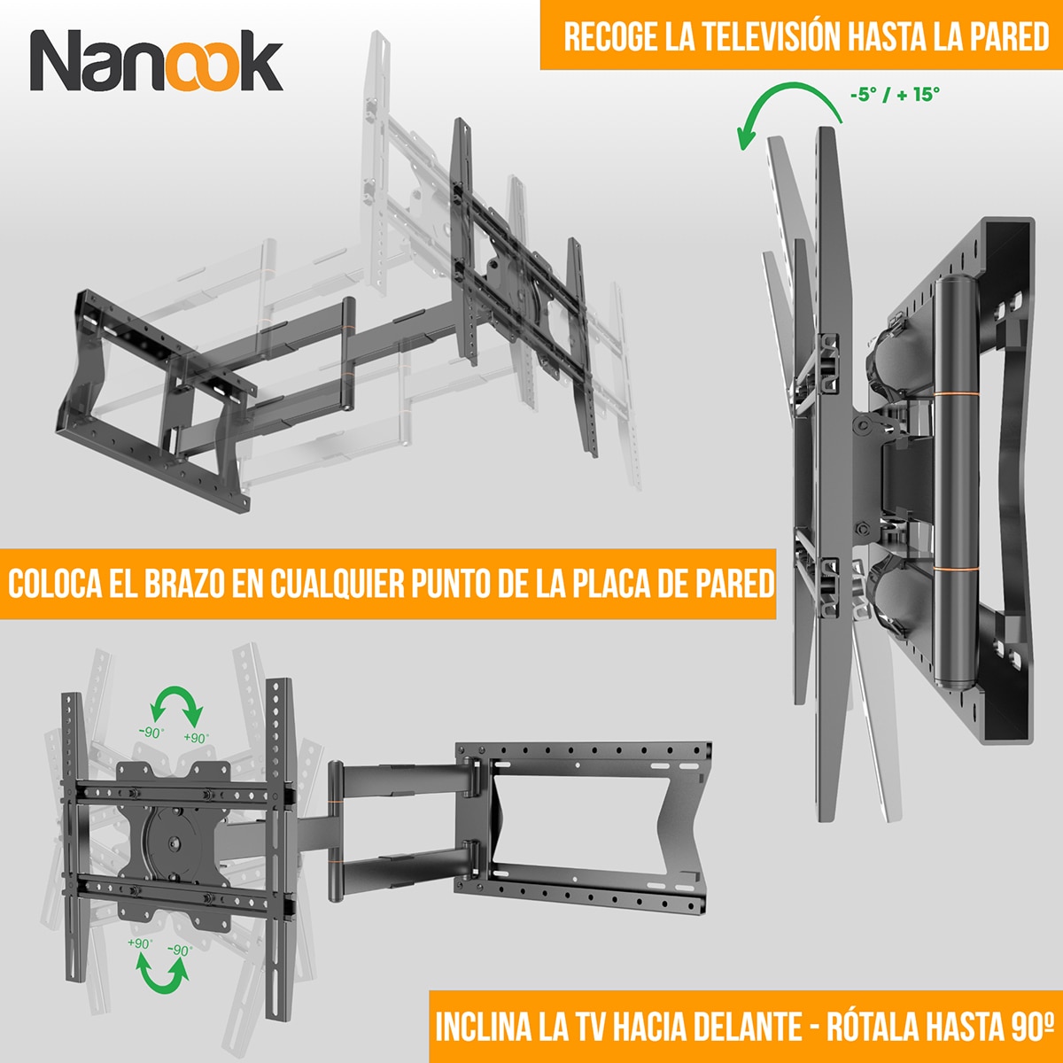 Soporte de pared Nanook 2120 para TV's de 42"a 75" Negro-5