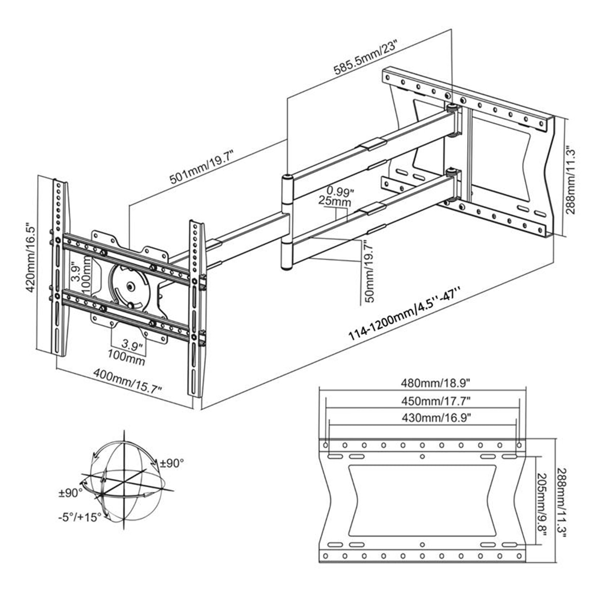 Soporte de pared Nanook 2120 para TV's de 42"a 75" Negro-6