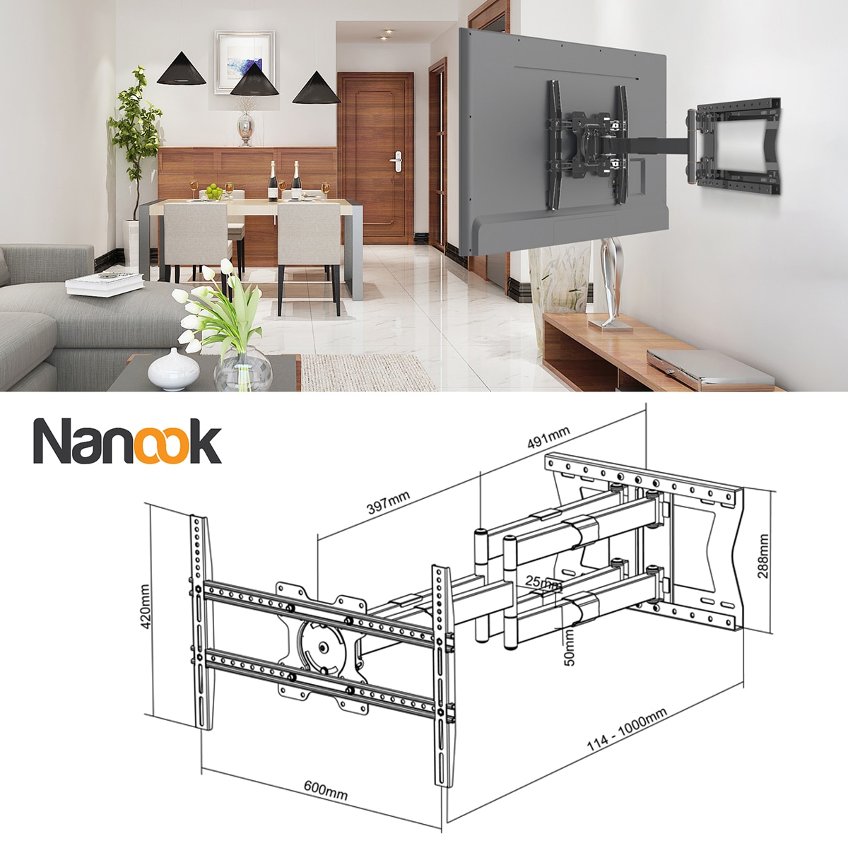Soporte de pared Nanook 4100 para TV's de 42"a 85" Negro-2