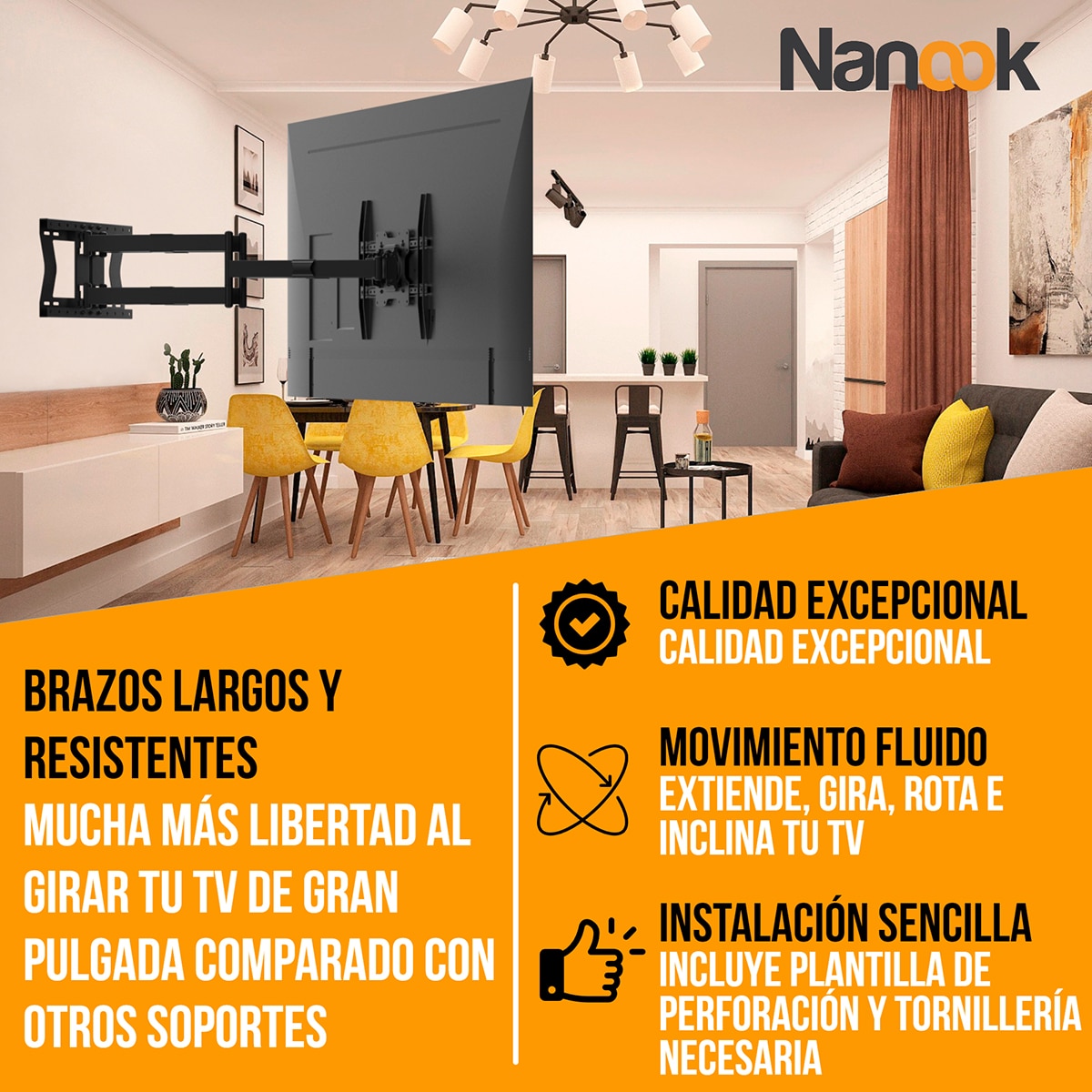 Soporte de pared Nanook 4100 para TV's de 42"a 85" Negro-4