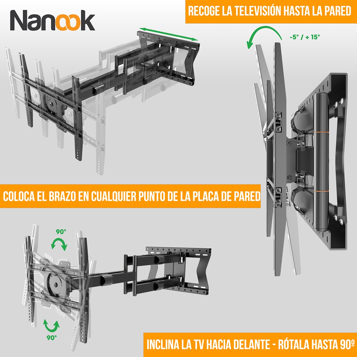 Soporte de pared Nanook 4100 para TV's de 42"a 85" Negro-5