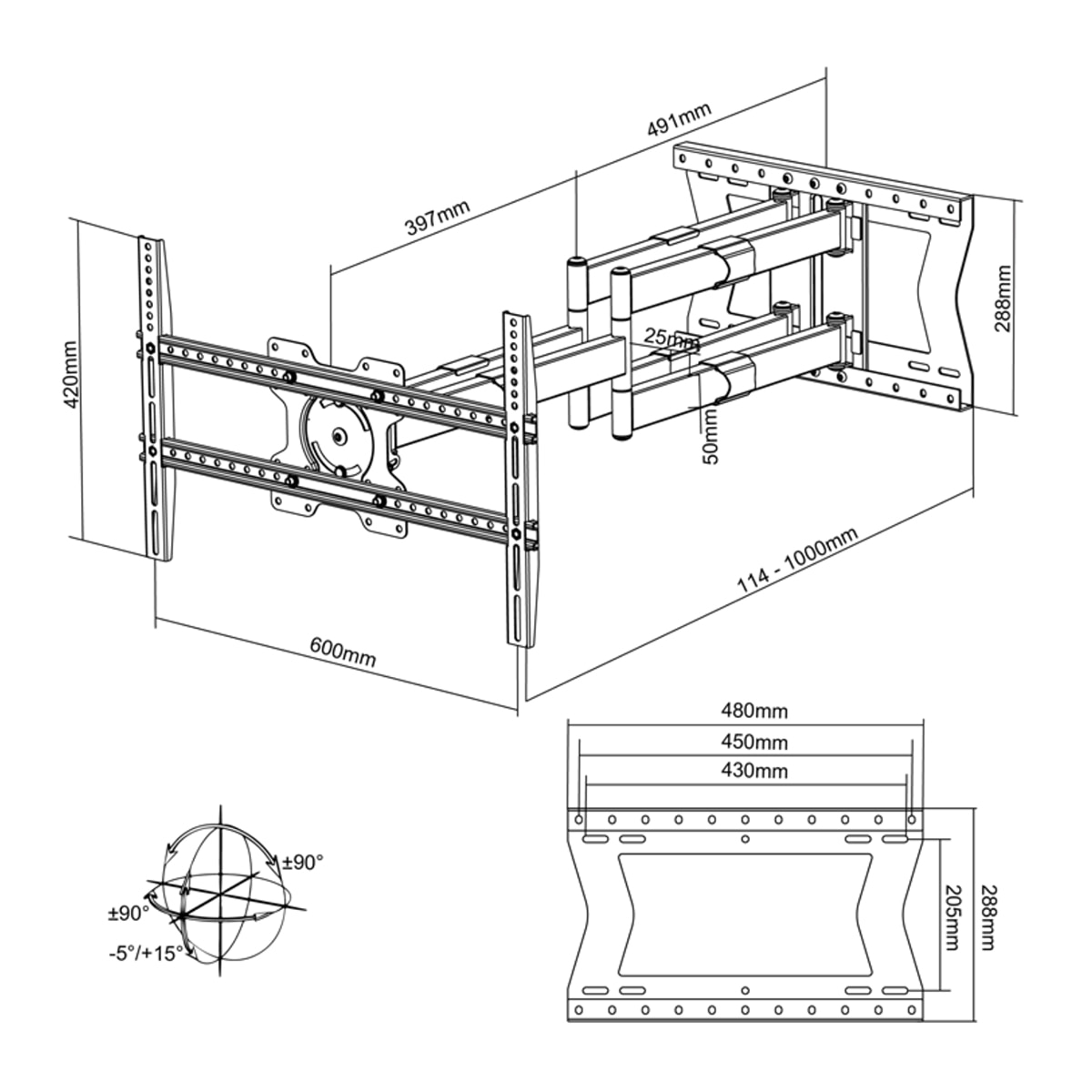 Soporte de pared Nanook 4100 para TV's de 42"a 85" Negro-6