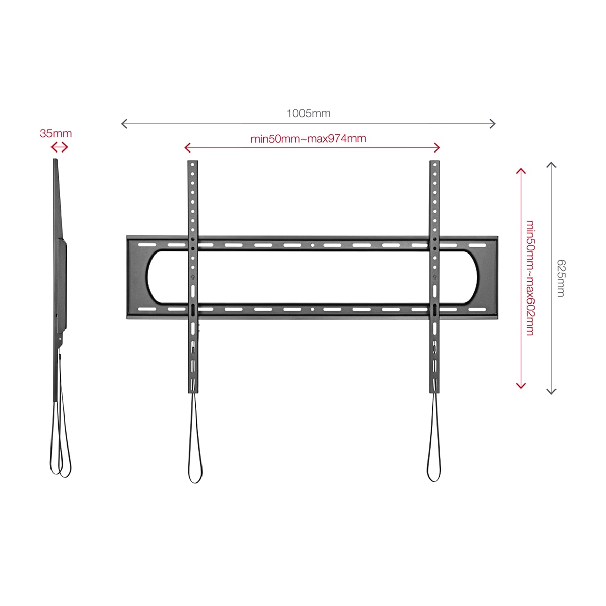 Soporte de TV fijo de pared FONESTAR FIX-096PR para TVs de 60" a 120" Negro-7