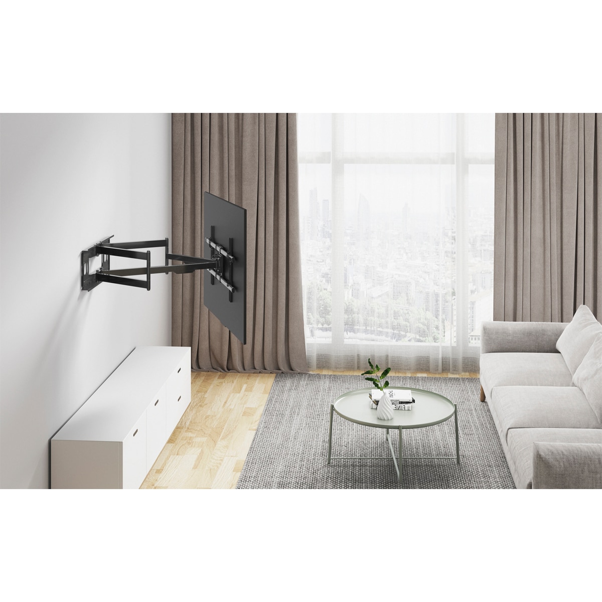 Soporte de TV orientable de pared FONESTAR MOV-684PR-L para TVs de 43" a 100" Negro-2