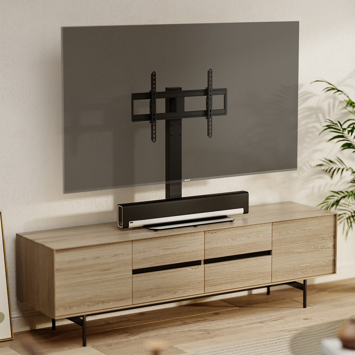 Soporte de TV orientable de mesa FONESTAR STM-64PR para TVs de 43" a 86" Negro-2