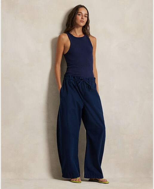 Imagem 0 de Calças Largas de Algodão com Cintura Elástica