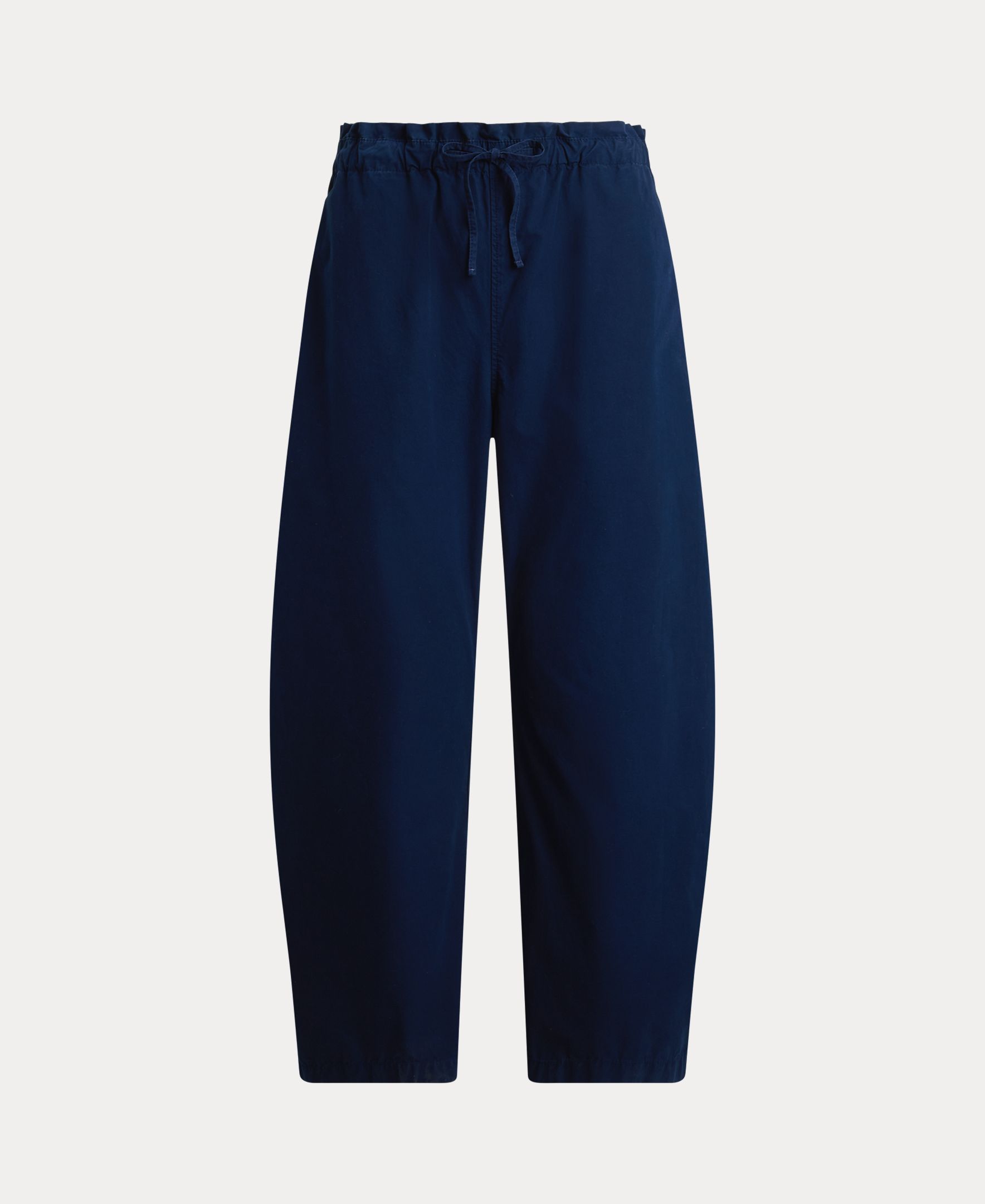 Calças Largas de Algodão com Cintura Elástica Azul-marinho-6