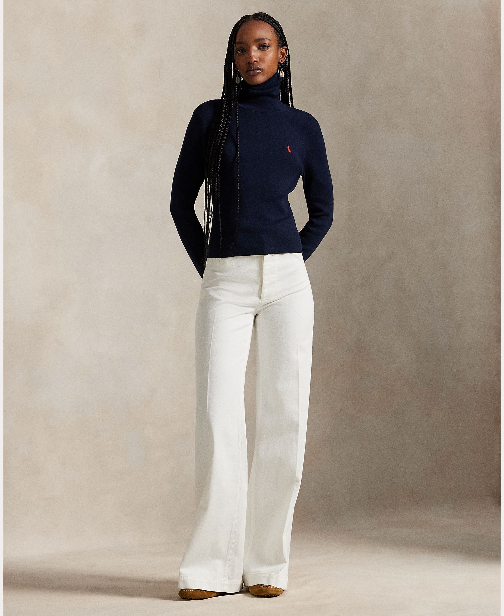 Imagem 0 de Jeans Largas Beaton de Algodão e Elástico