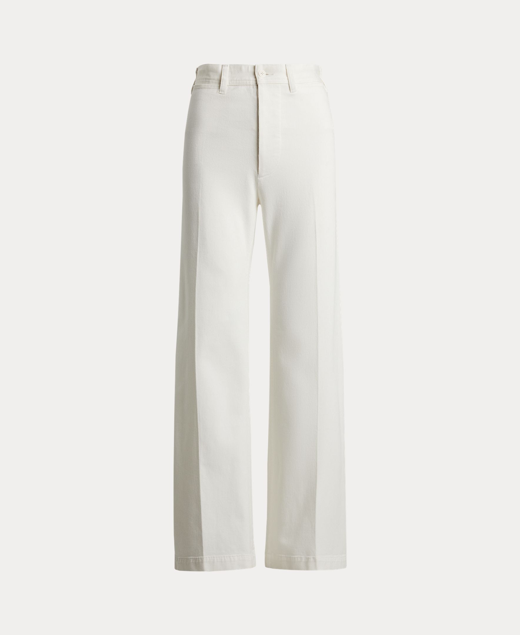 Jeans Largas Beaton de Algodão e Elástico Branco-6