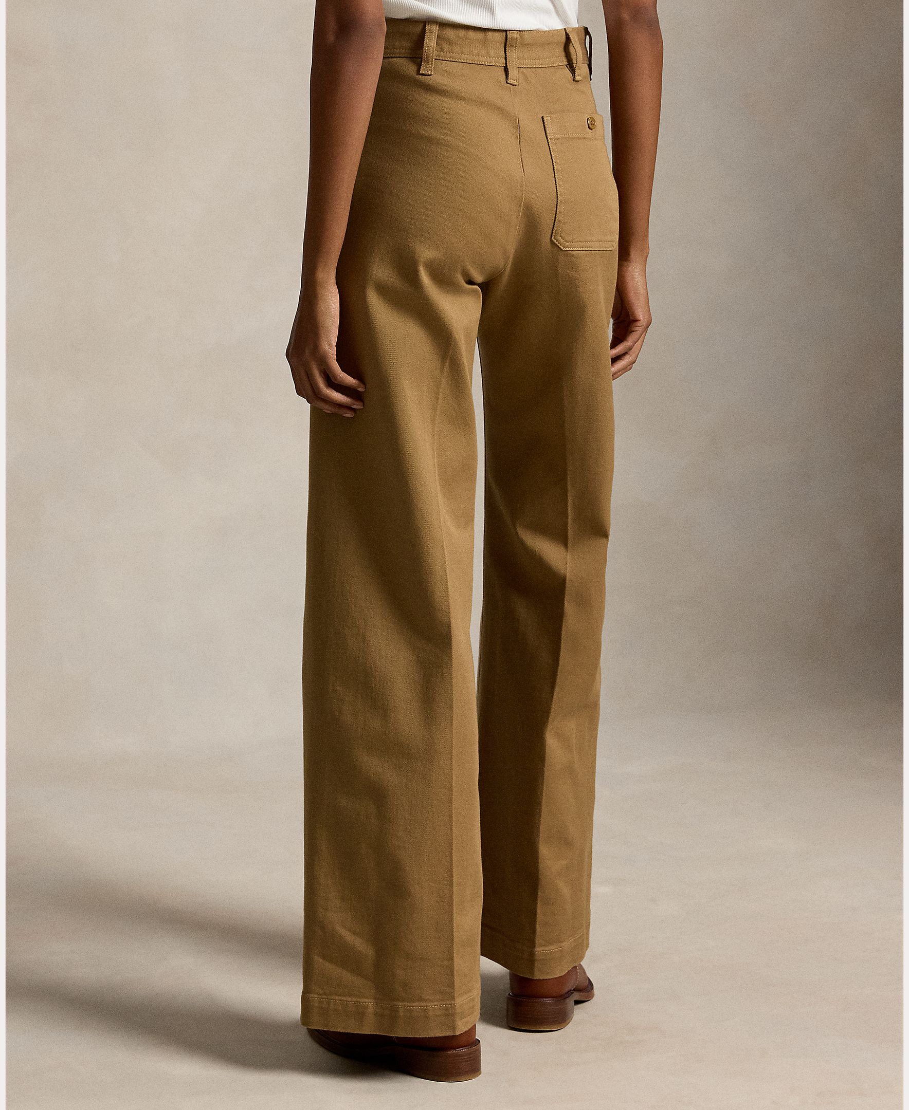 Pantalón campana de mujer de algodón elástico de tiro alto - Polo Ralph Lauren - Camel Camel-4