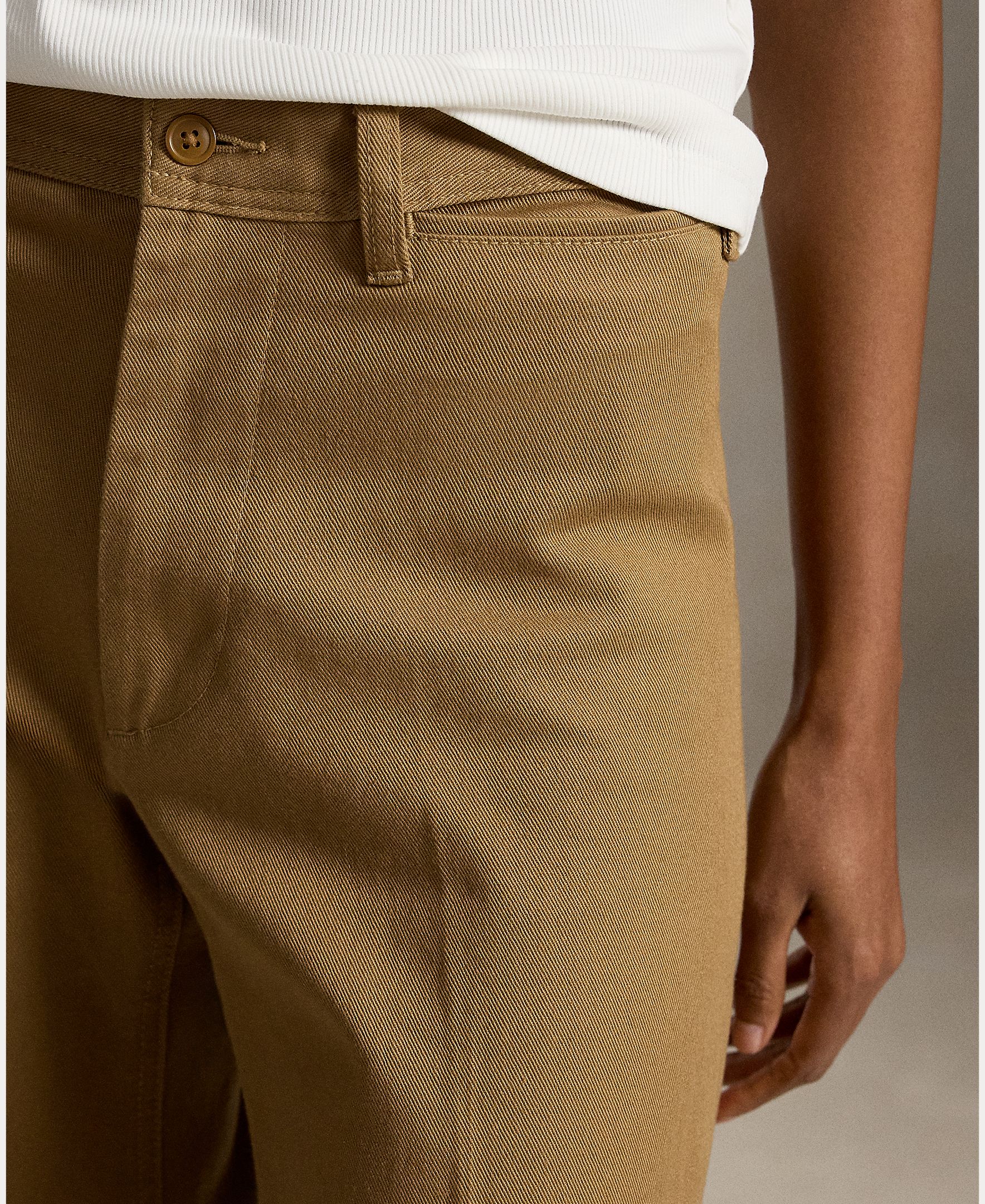 Pantalón campana de mujer de algodón elástico de tiro alto - Polo Ralph Lauren - Camel Camel-5