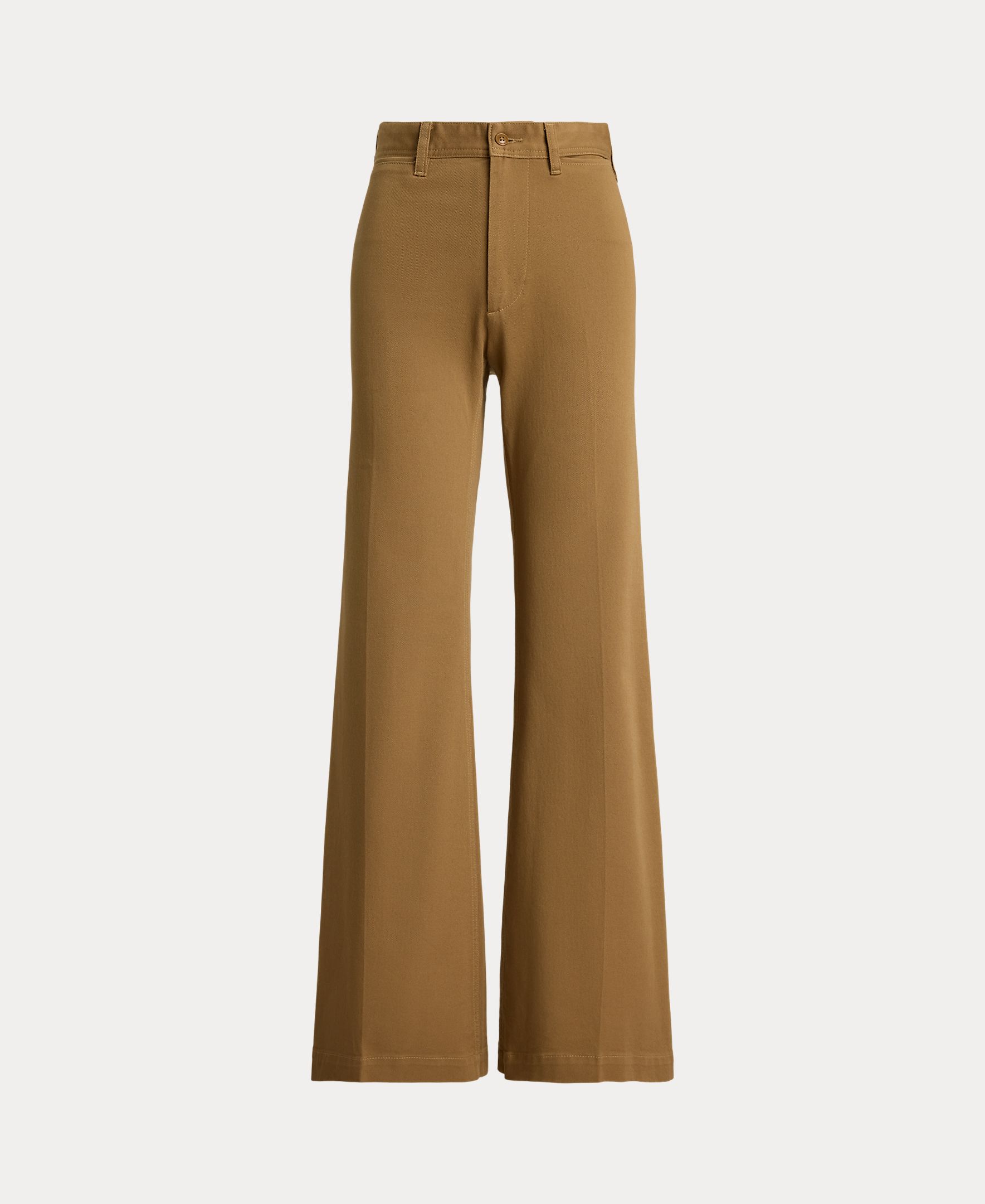 Pantalón campana de mujer de algodón elástico de tiro alto - Polo Ralph Lauren - Camel Camel-7