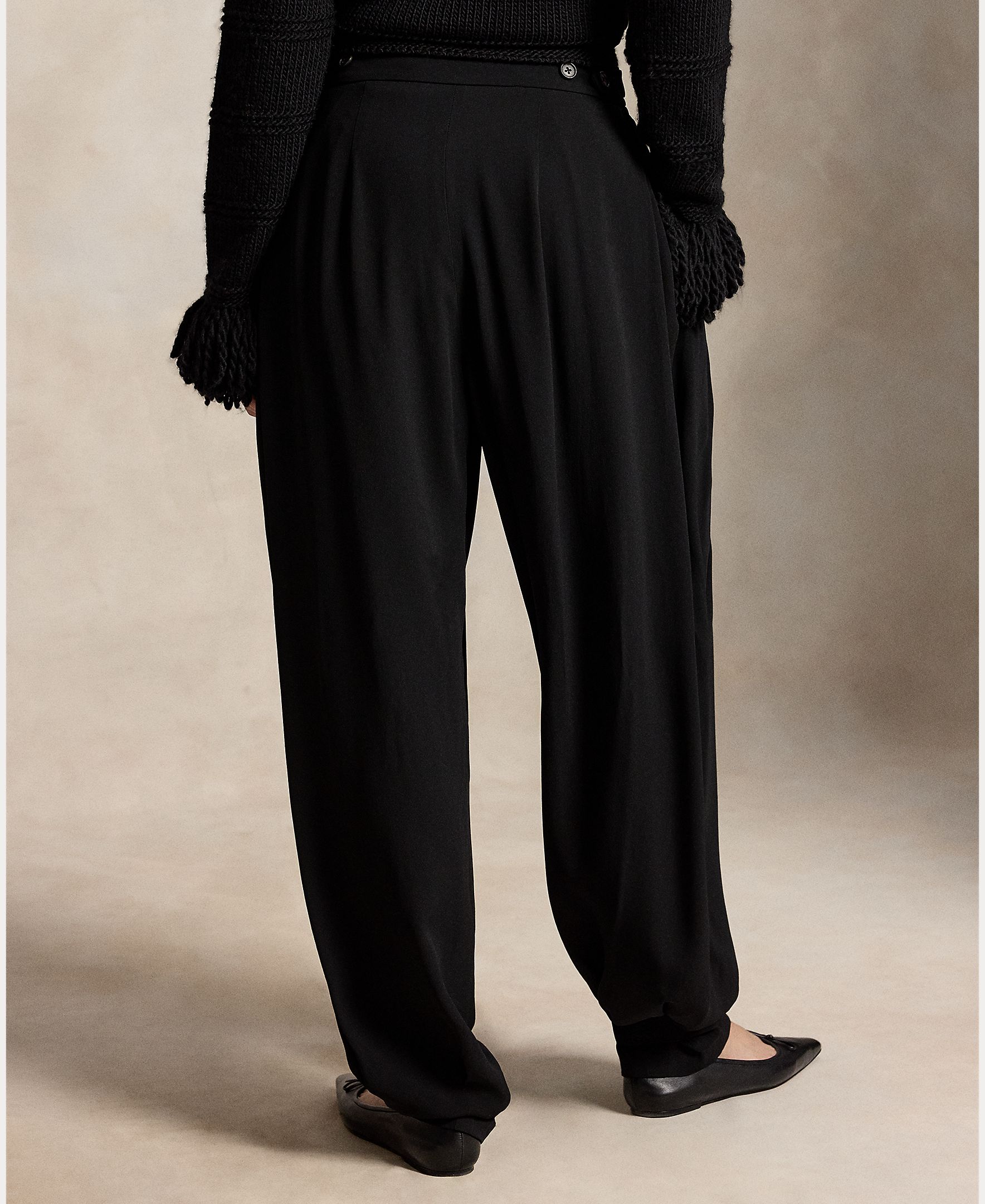 Pantalón ancho de mujer estilo bombacho con pliegues - Polo Ralph Lauren - Negro Negro-4