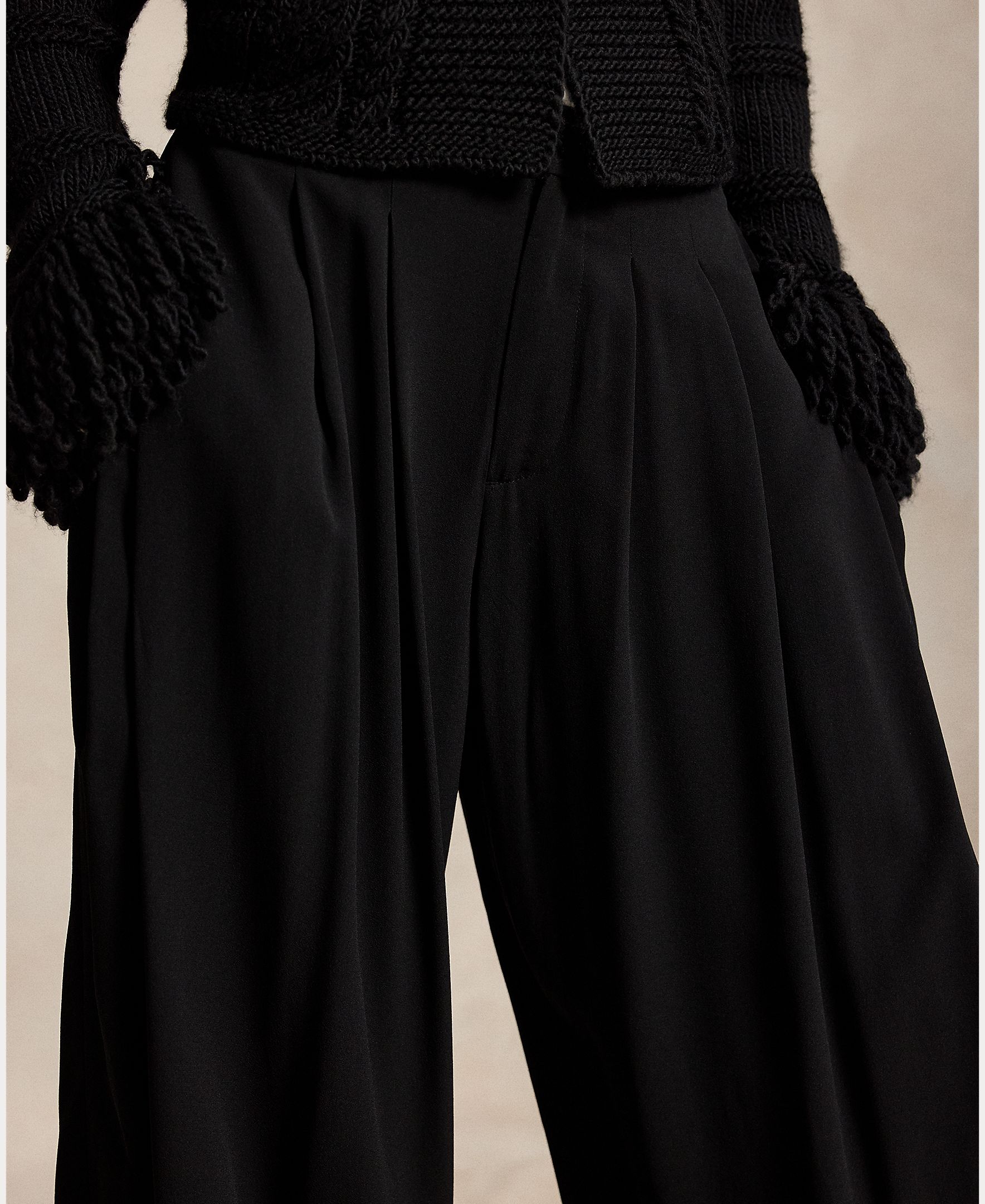 Pantalón ancho de mujer estilo bombacho con pliegues - Polo Ralph Lauren - Negro Negro-5