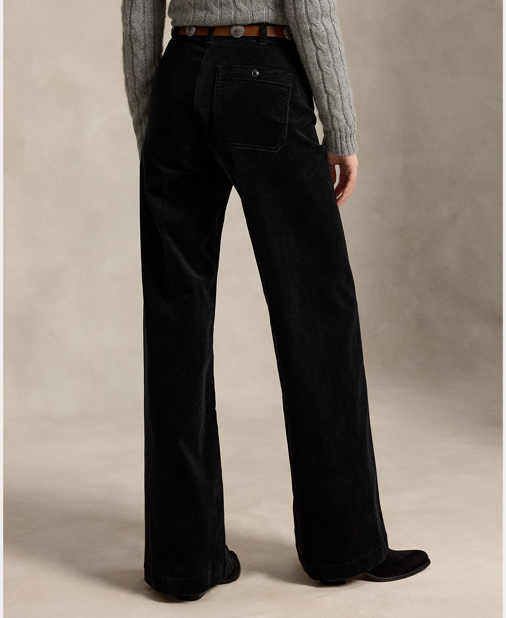 Pantalón campana de mujer de pana de tiro alto - Polo Ralph Lauren - Negro Negro-4