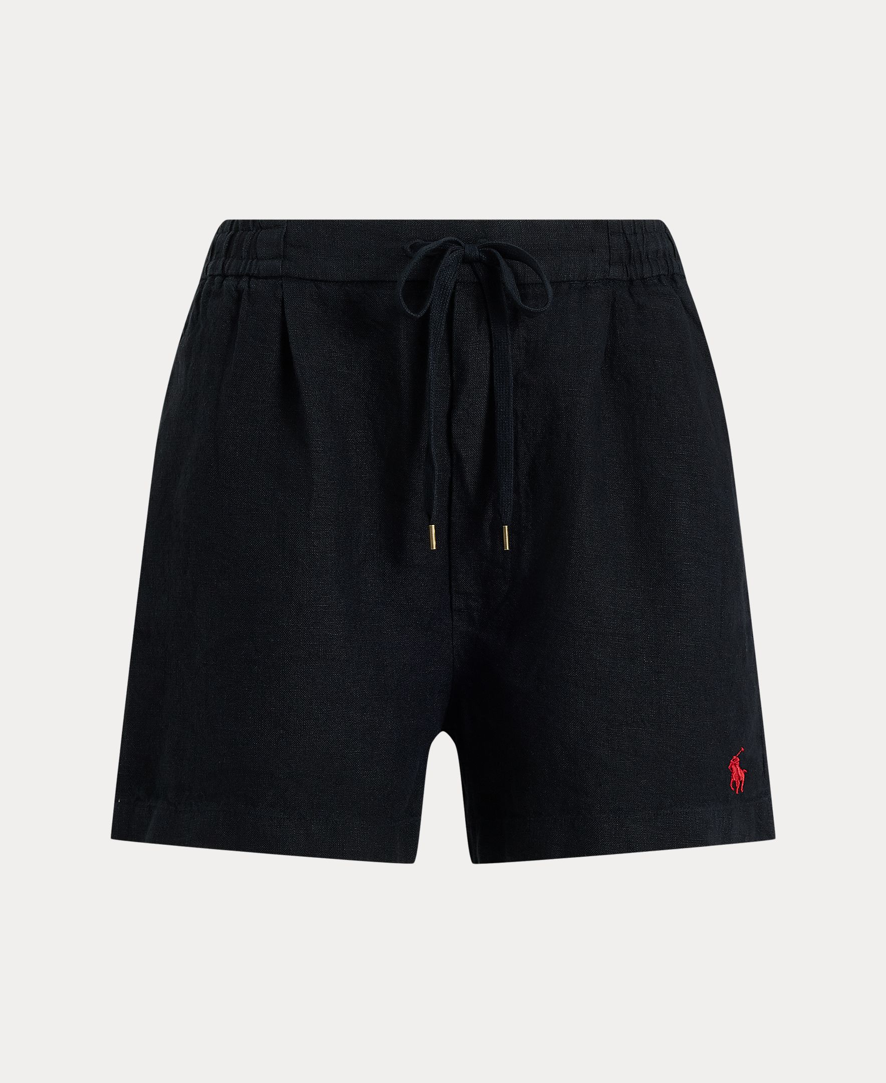Calções de Linho com Pinças Preto-6