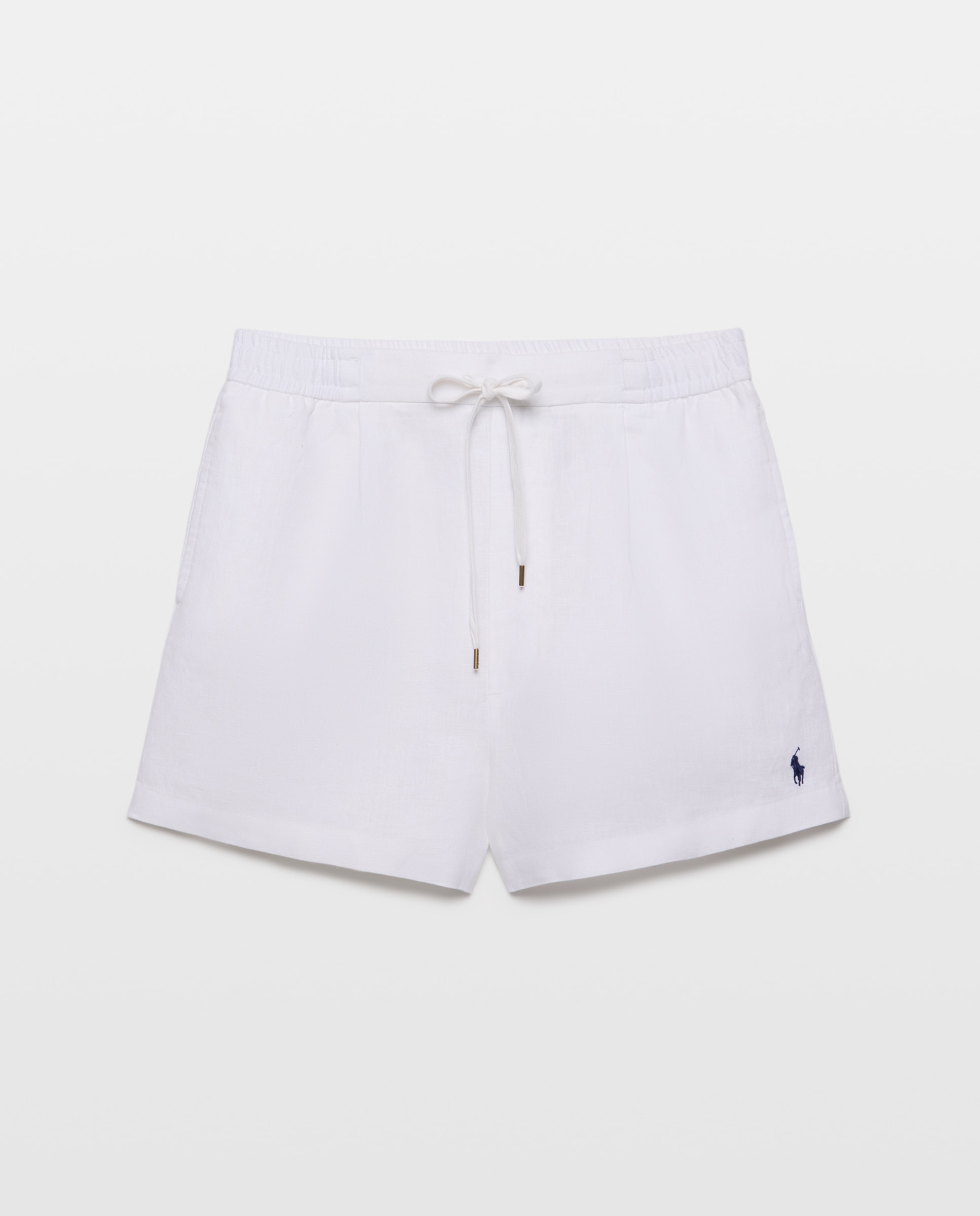 Calções de Linho com Pinças Branco-4