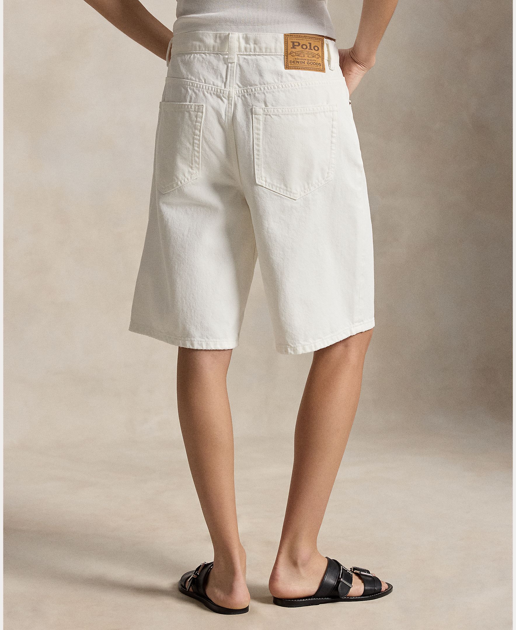 Bermudas de Perna Larga de Algodão Branco-2