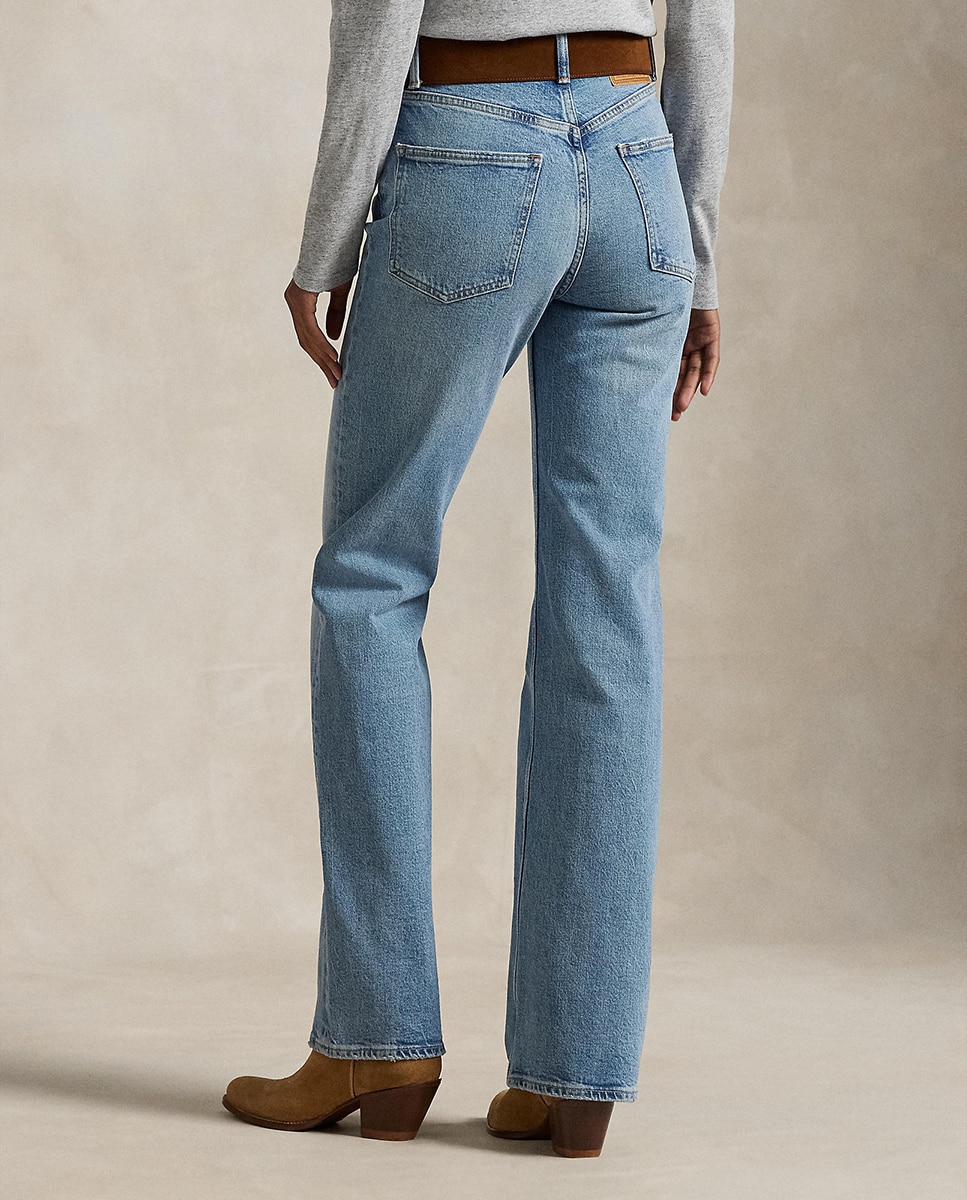 Jeans bootcut de mulher com cinco bolsos Azul-claro-4