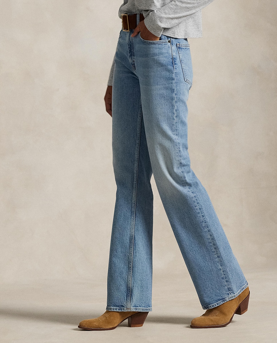 Jeans bootcut de mulher com cinco bolsos Azul-claro-5