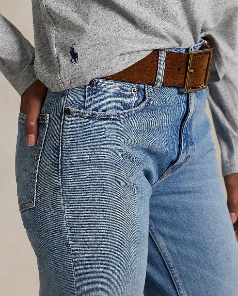 Jeans bootcut de mulher com cinco bolsos Azul-claro-6