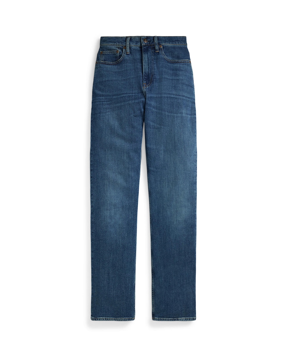 Jeans Straight Relaxed de Cintura Subida Azul-7