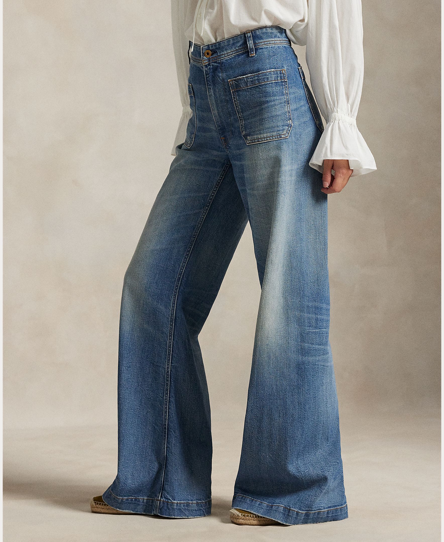 Jeans Largas Beaton de Algodão e Elástico Azul-índigo-5