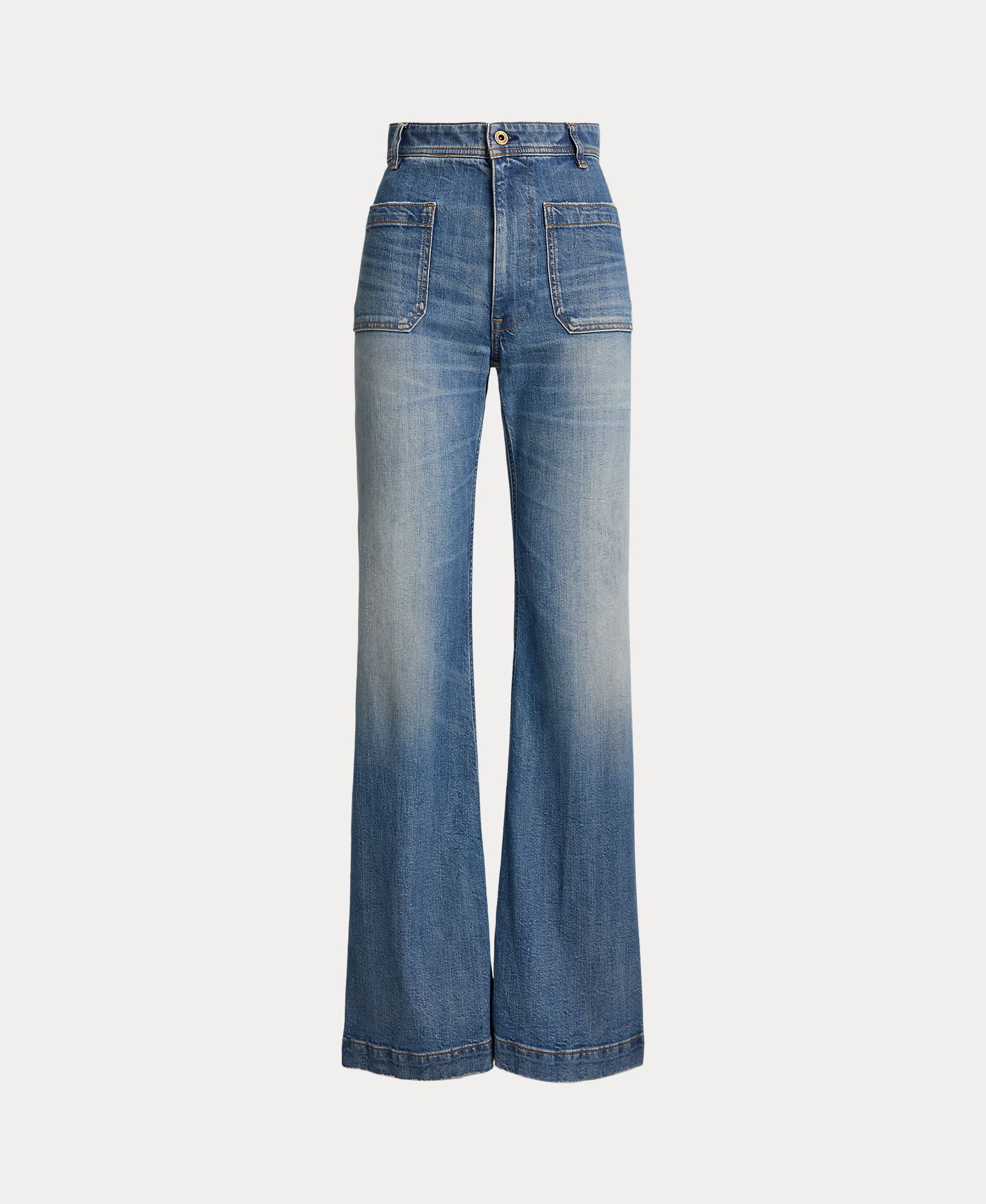 Jeans Largas Beaton de Algodão e Elástico Azul-índigo-7