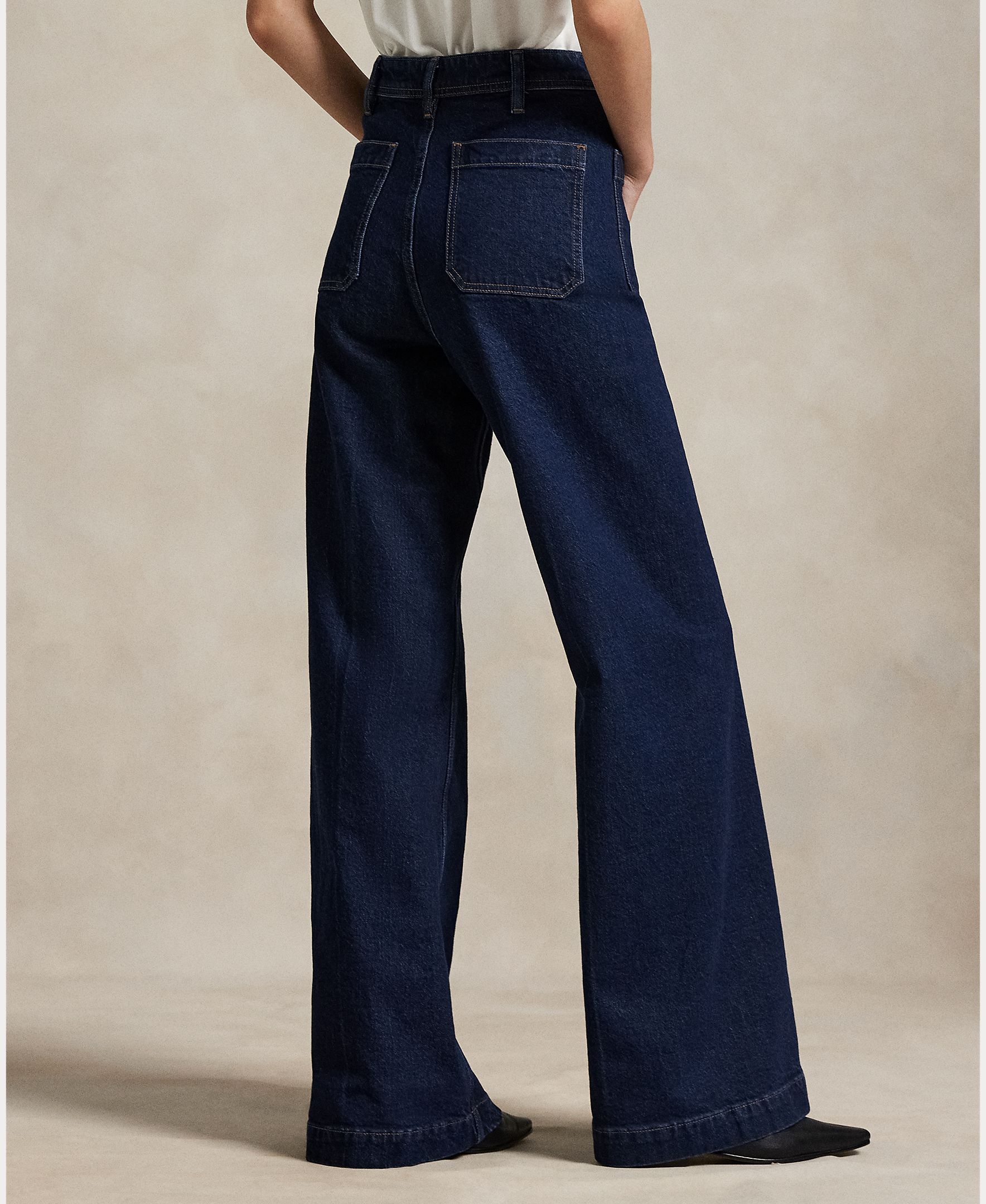 Jeans à Boca de Sino com Cintura Subida Azul-marinho-4