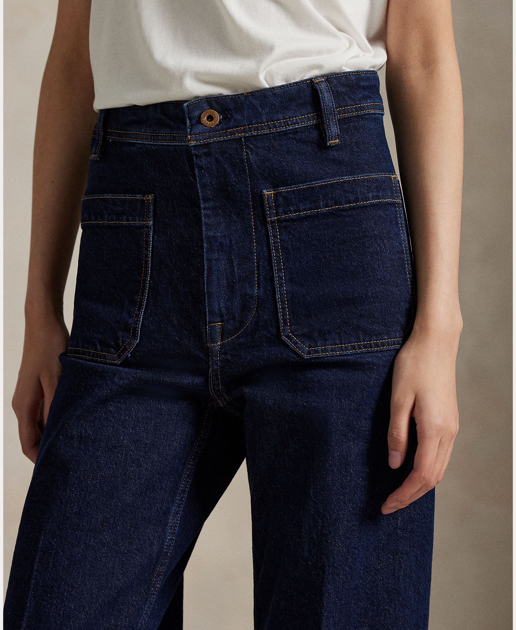 Jeans à Boca de Sino com Cintura Subida Azul-marinho-5