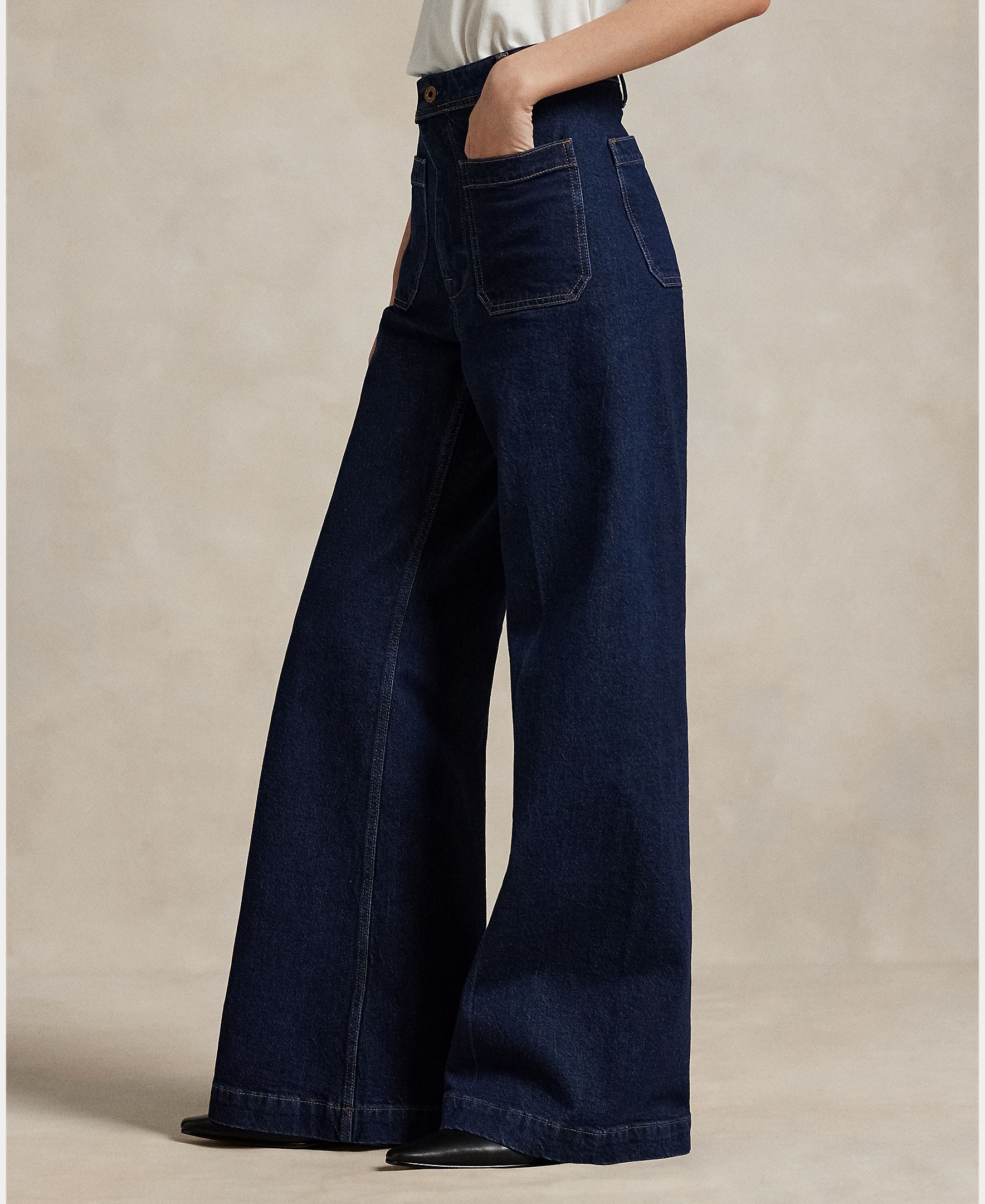Jeans à Boca de Sino com Cintura Subida Azul-marinho-6