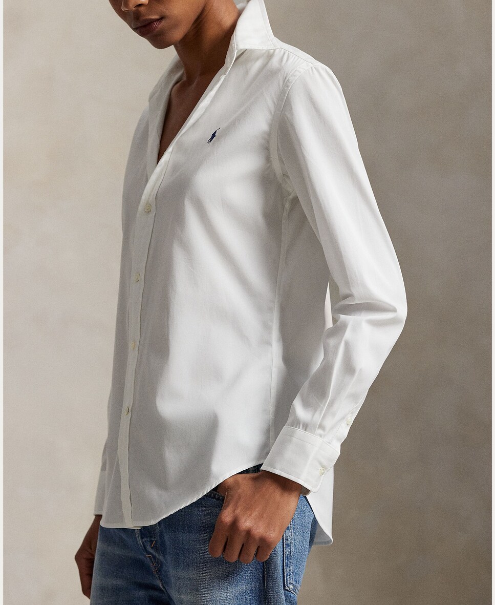 Camisa Básica com Logótipo em Contrate Branco-4