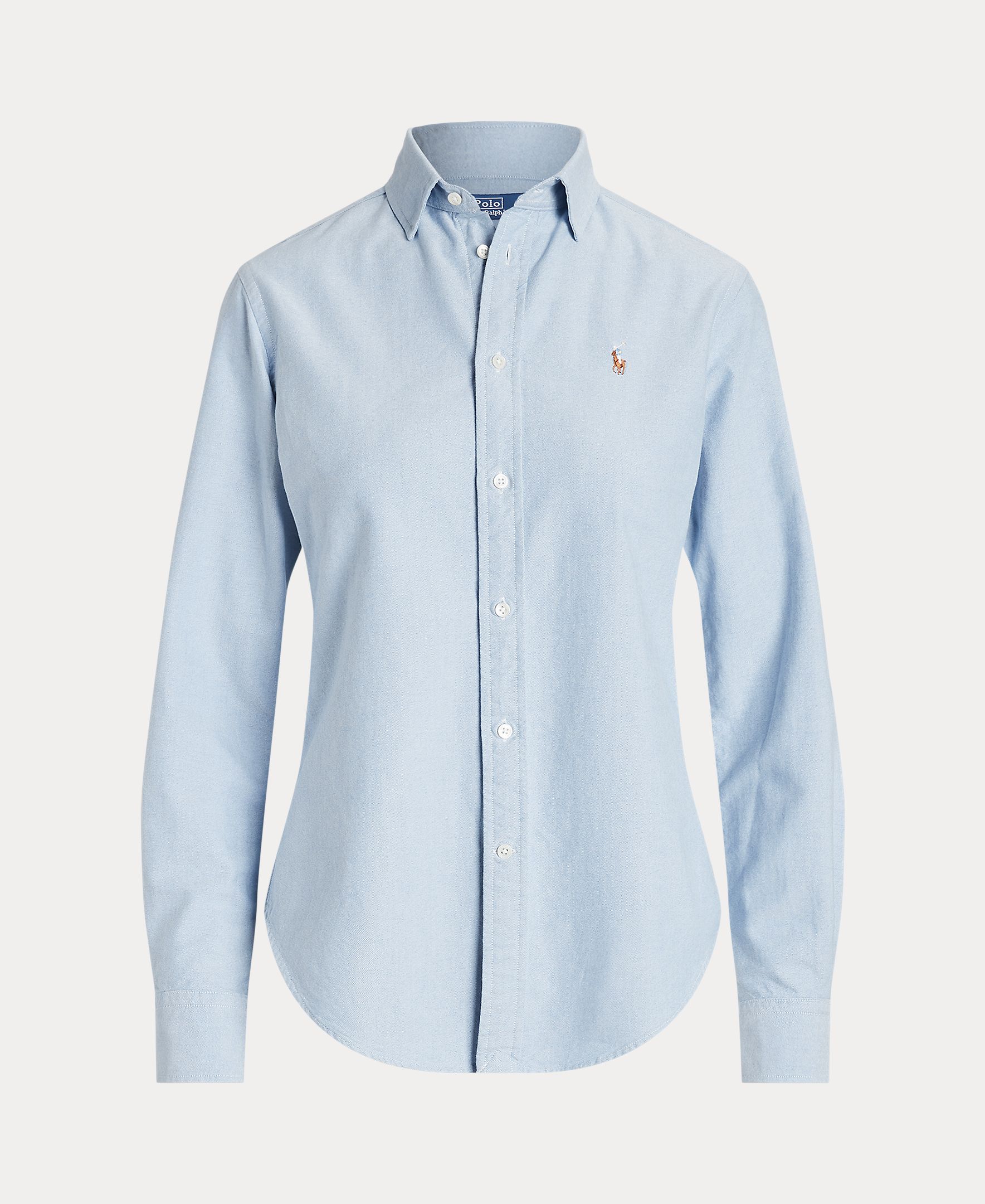 Camisa Oxford Básica com Logótipo em Contraste Azul-5