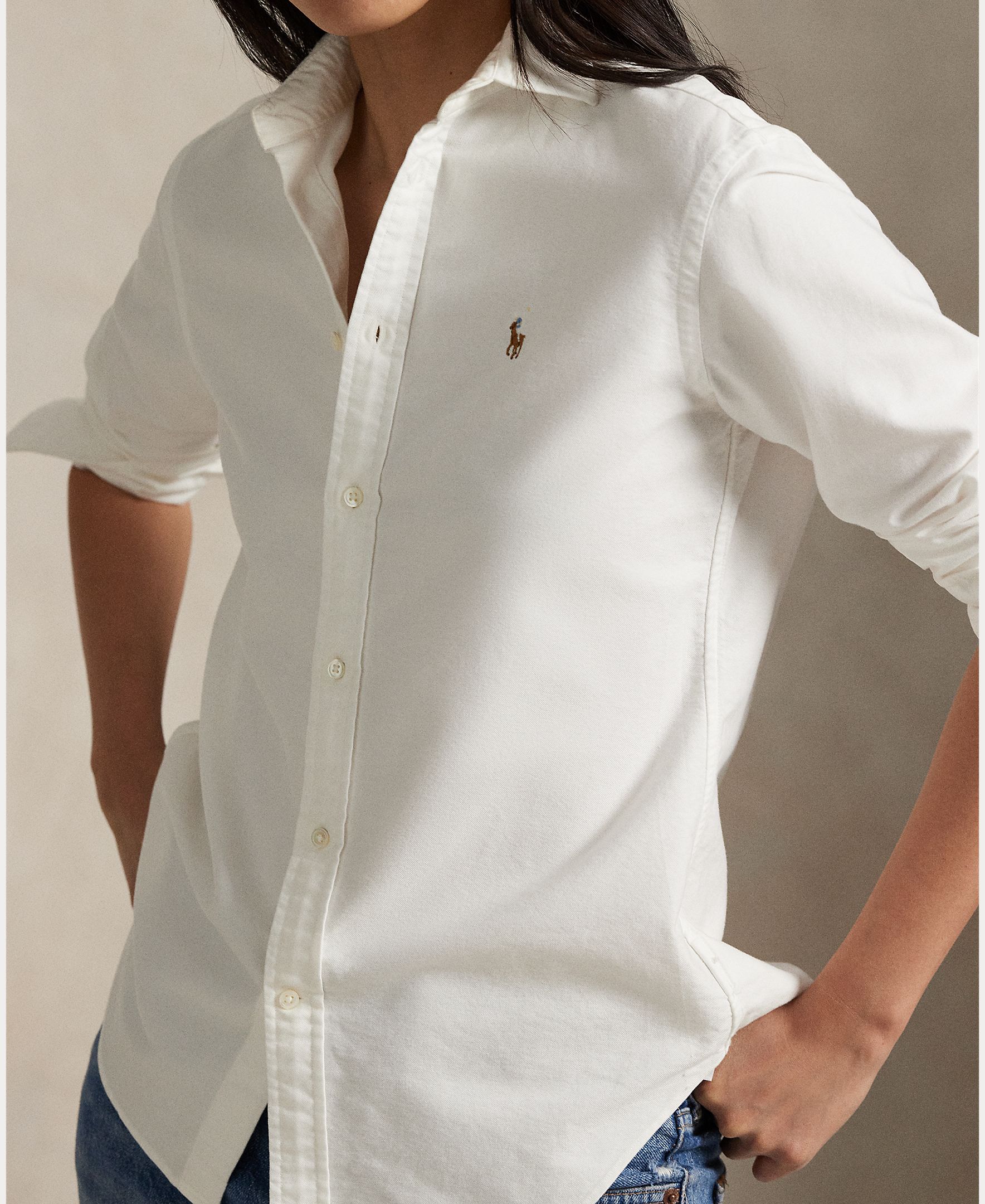 Imagen 4 de Camisa Oxford básica de mujer con logo a contraste - Polo Ralph Lauren - Blanco Blanco