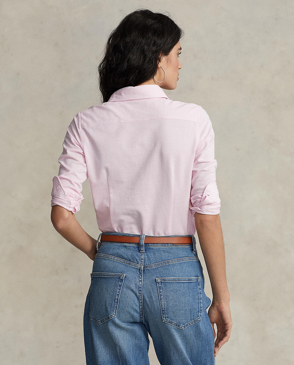 Camisa Oxford de algodão tecido Rosa-3