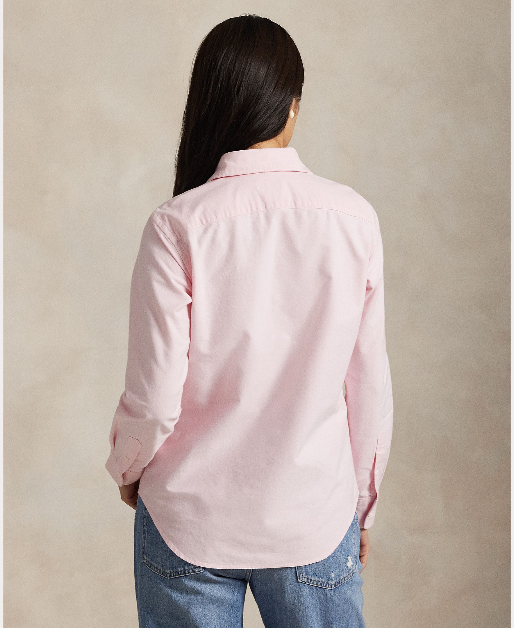 Camisa de algodão com manga comprida Rosa-3